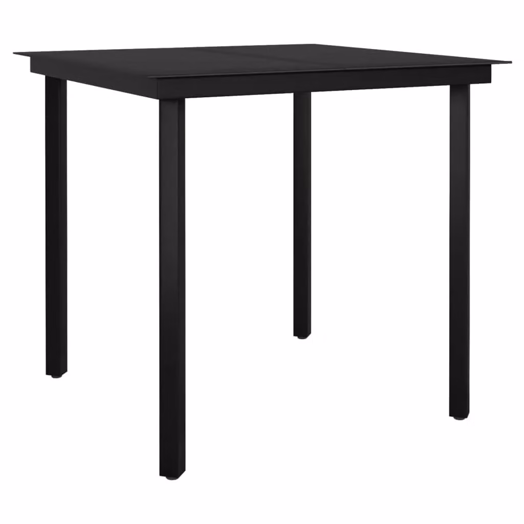 Berkfield Home Garden Dining Table in Black Steel and Glass, W/D/H: 80 x 80 x 74 cm – 1