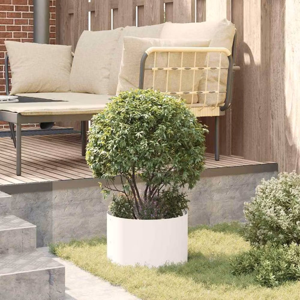 Berkfield Home White Metal Decorative Planter Pot – 3