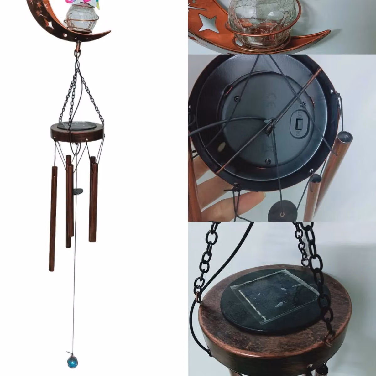Leaper Solar Outdoor Wind Chime Ambient Light in Brown – 3
