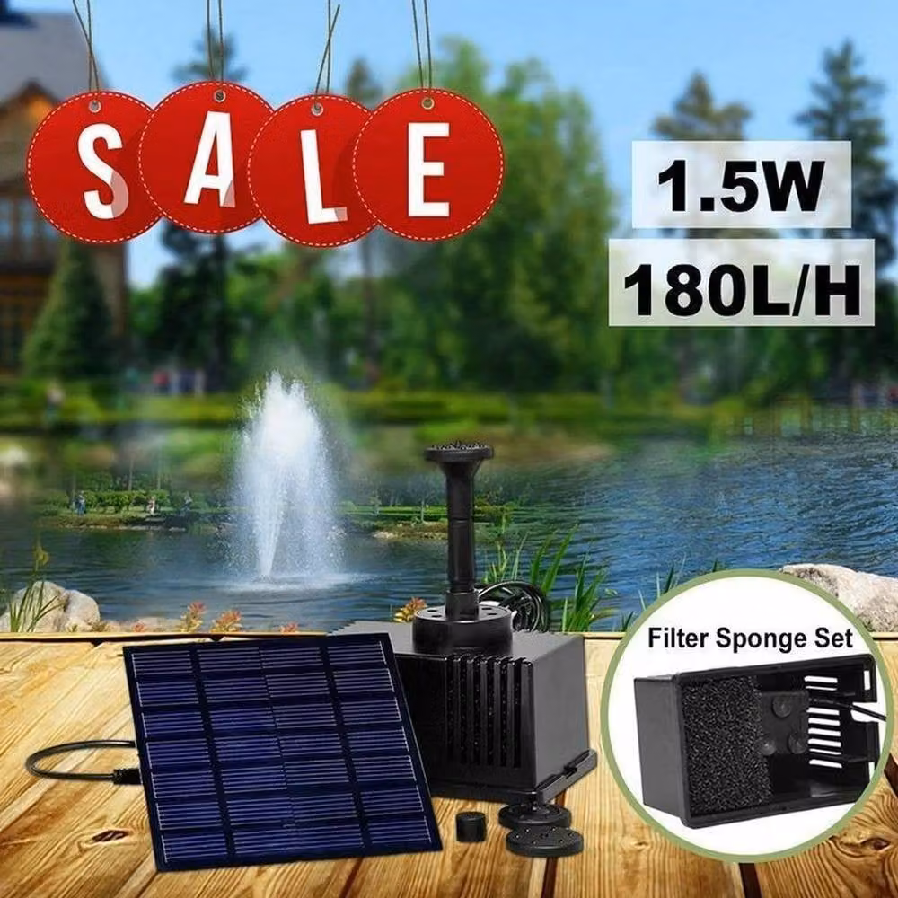 EONLION Solar Powered Water Pond Filter Pump and Garden Pool Fountain in Black – 2