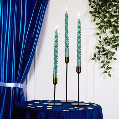 Deco Express Non-Scented Twisted Dinner Candles, Pack of 6, Green – 5