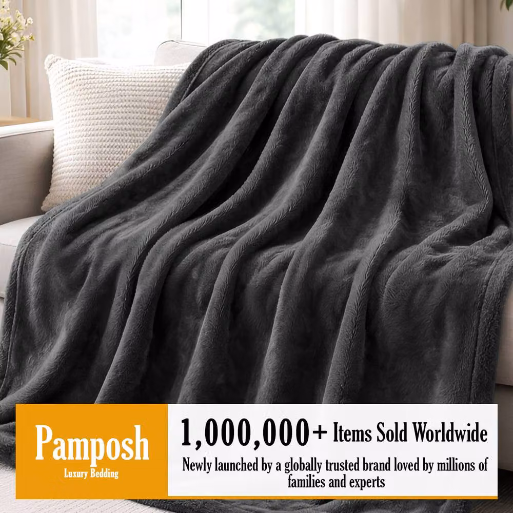 Pamposh Reversible Flannel Fleece Blanket in Grey – 3