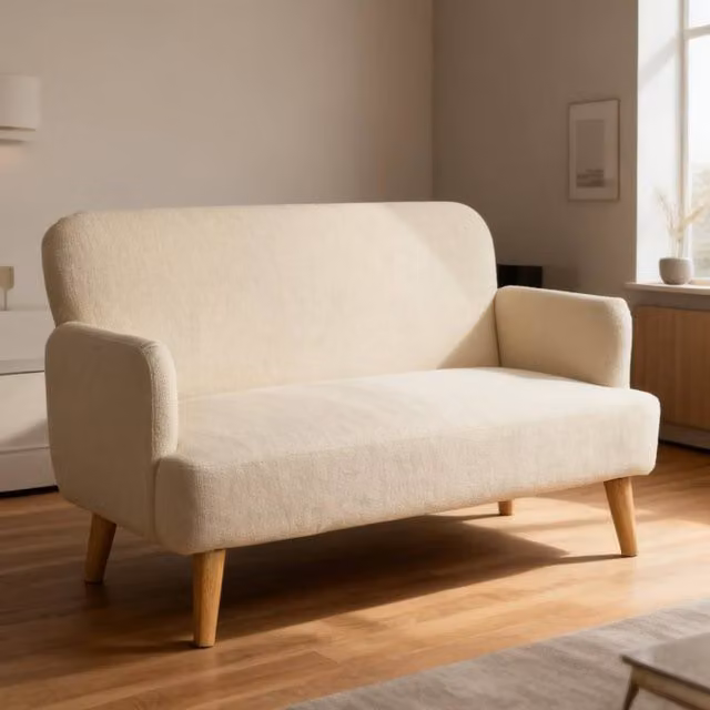 ERGOVEXA 2 Seater Velvet Feel Fabric Sofa in Beige