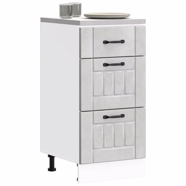 Berkfield Home Lucca Kitchen Base Cabinet in Concrete Grey Engineered Wood, H 81.5 x W 46.0 x D 40.0 cm