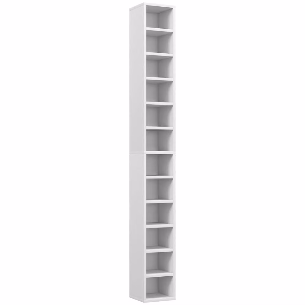 Wyld Haus Manina White Tall Narrow CD Storage Tower with 204 Disc Capacity, H 175 x W 21 x D 20 cm – 2