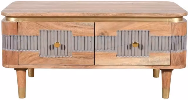 IH Design Alicia Acacia Wood Coffee Table in Grey, W: 85 cm, D: 50 cm, H: 40 cm