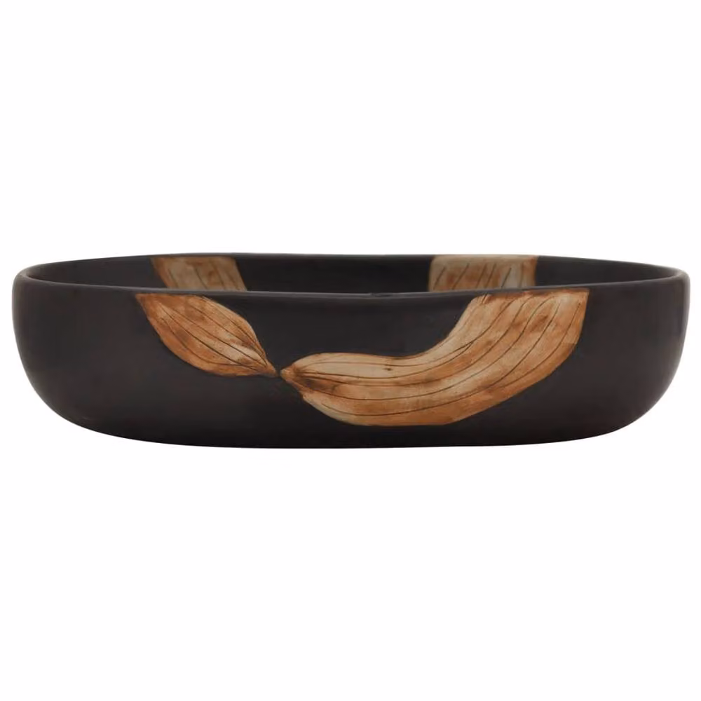 Berkfield Home Black Oval Ceramic Countertop Basin W: 59 cm, D: 40 cm, H: 14 cm – 3