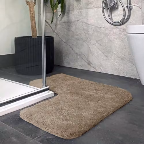 Allure Bath Fashions Allure Corner Shower Mat, 100% Cotton, Brown, W/D/H: 70 x 35 x 35 cm – 2