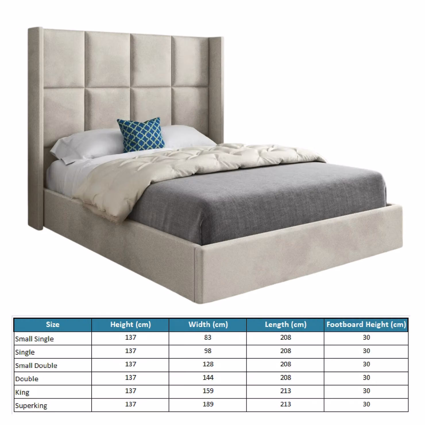 KDMD Quanta Super King Upholstered Velvet Bed Frame in Cream – 4