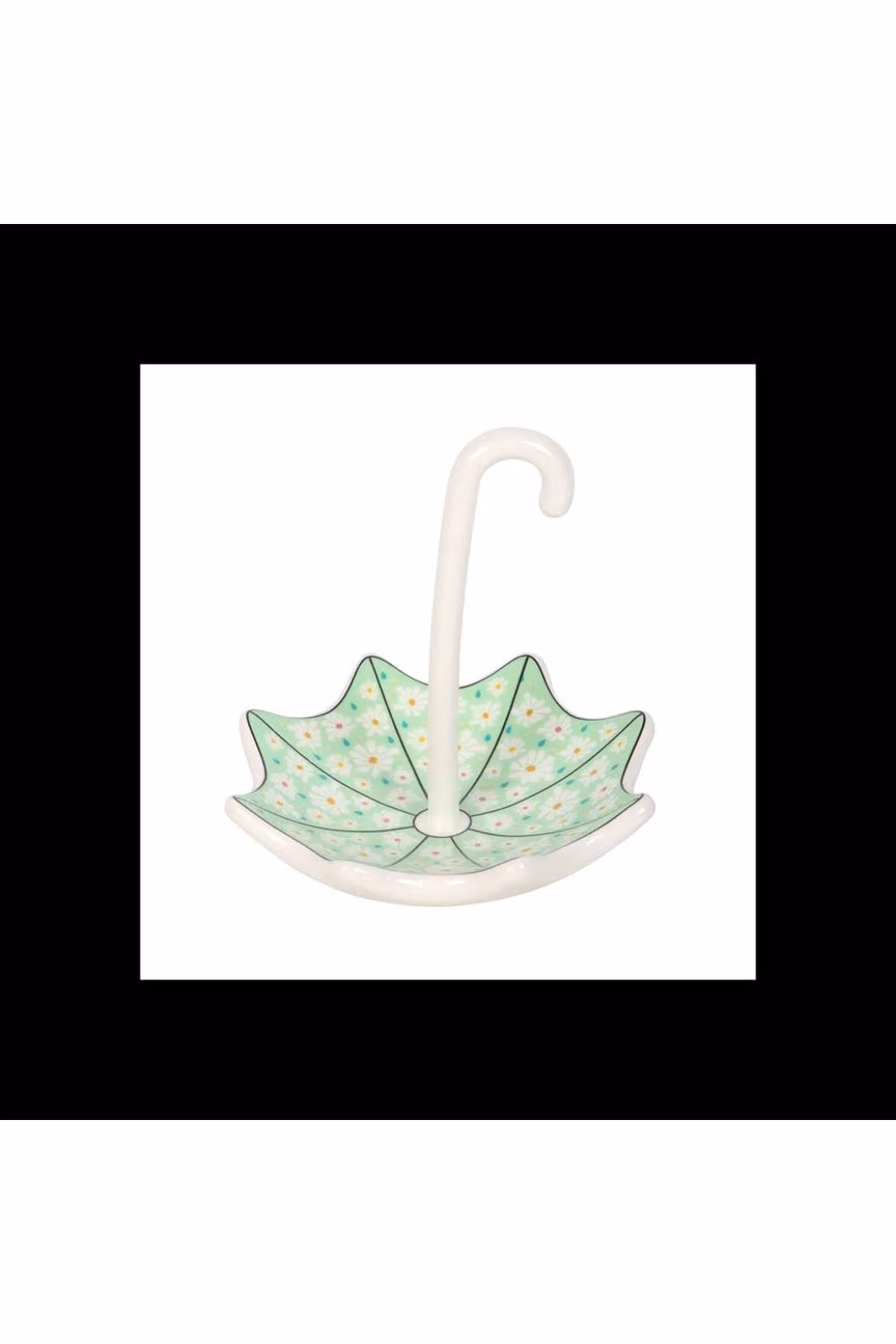 KDMD White Ceramic Floral Umbrella Trinket Dish for Jewelry and Coins – 2