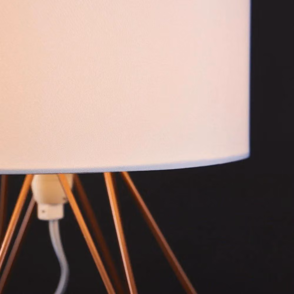 MiniSun Modern Copper Metal Basket Table Lamp with White Fabric Shade – 4