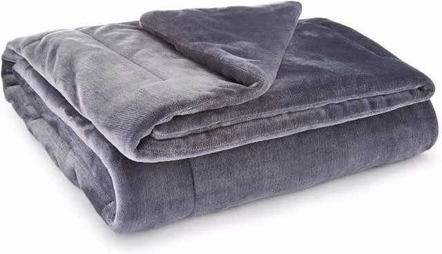 Martex Plush Lux Quilted Blanket in Charcoal Grey, W/D/H: 150 x 200 cm