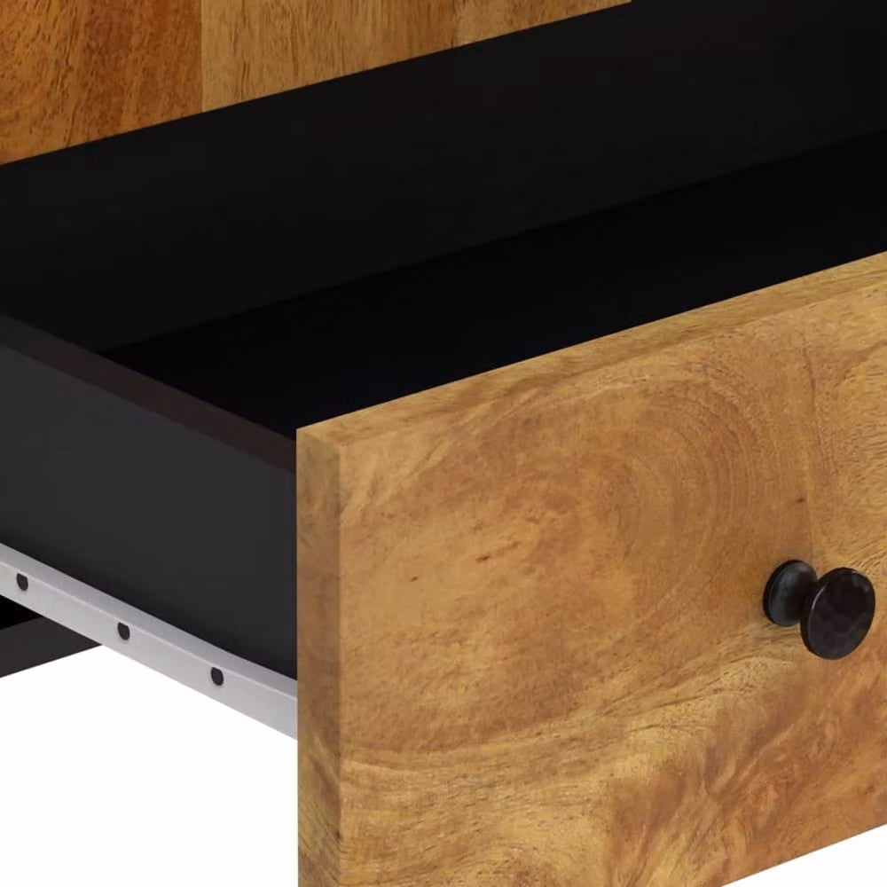 Berkfield Home Industrial Highboard with Drawer in Brown Solid Mango Wood and Iron, W/D/H: 60 x 33 x 100 cm – 6