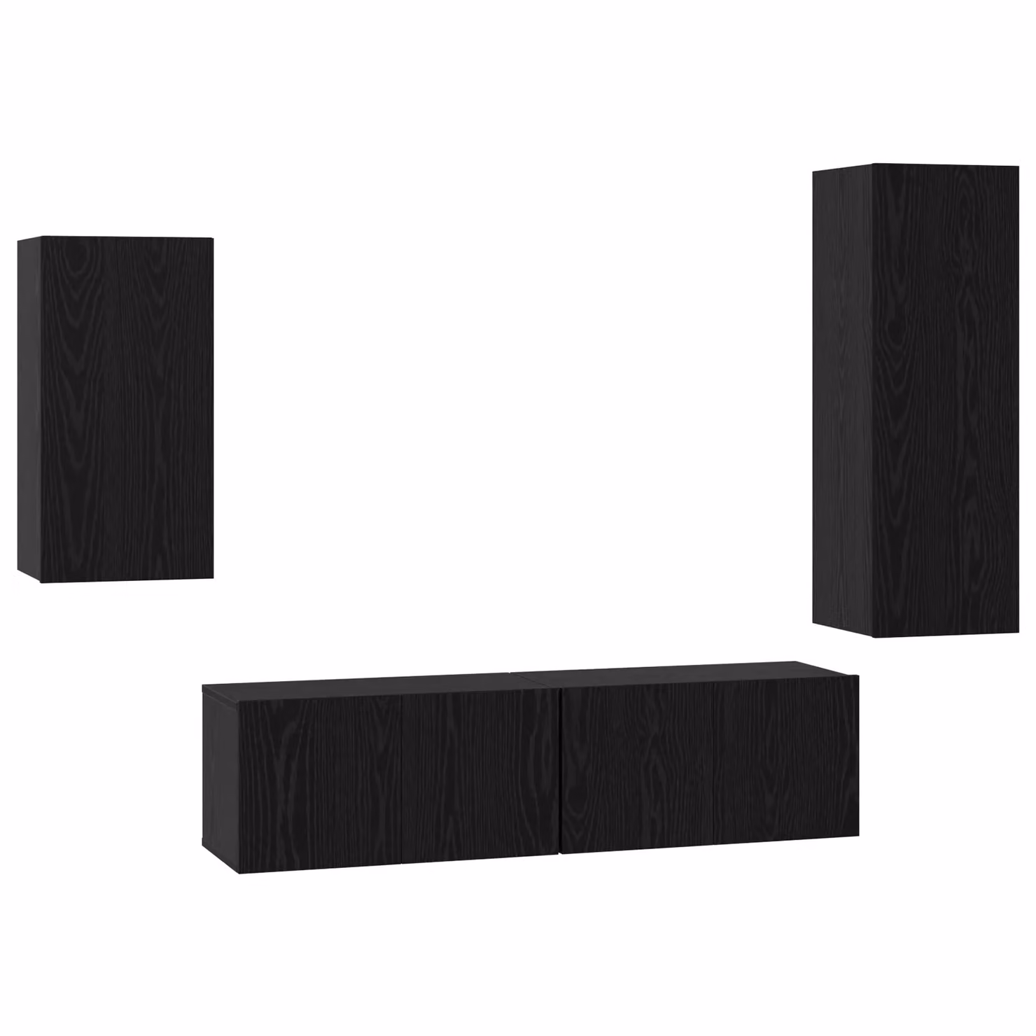 Berkfield Home 4-Piece Wall-Mounted TV Cabinet Set with Storage and Door in Black Oak, W/D/H: 30.5 x 30 x 90 cm – 2