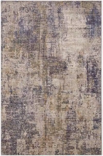 THE RUGS Gizeh Indoor Outdoor Vintage Distressed Washable Low Pile Rug in Blue, Orange and Yellow, W: 80 cm, L: 120 cm