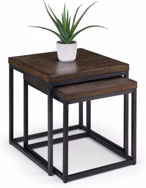 Cheshire Lomond Nesting Lamp Tables in Dark Oak and Metal – 1