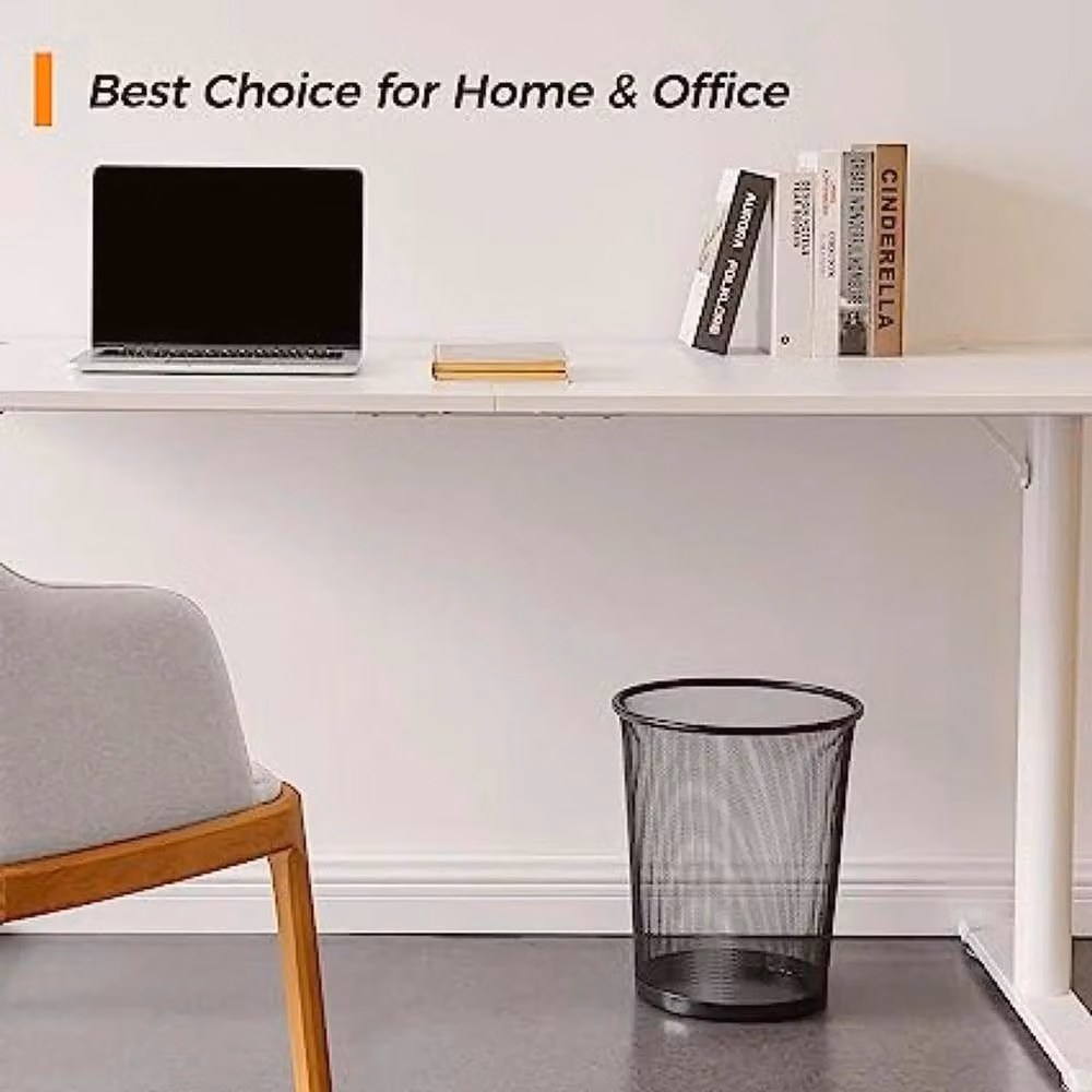 Kelvenix Set of 2 Large Round Mesh Waste Paper Baskets in Black Steel Wire – 4