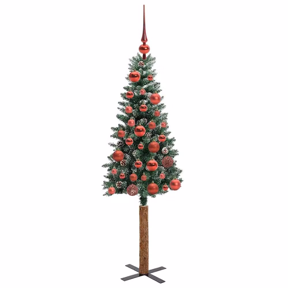 Berkfield Home Slim Christmas Tree with 150 LEDs in Green and White, Height: 150 cm – 3