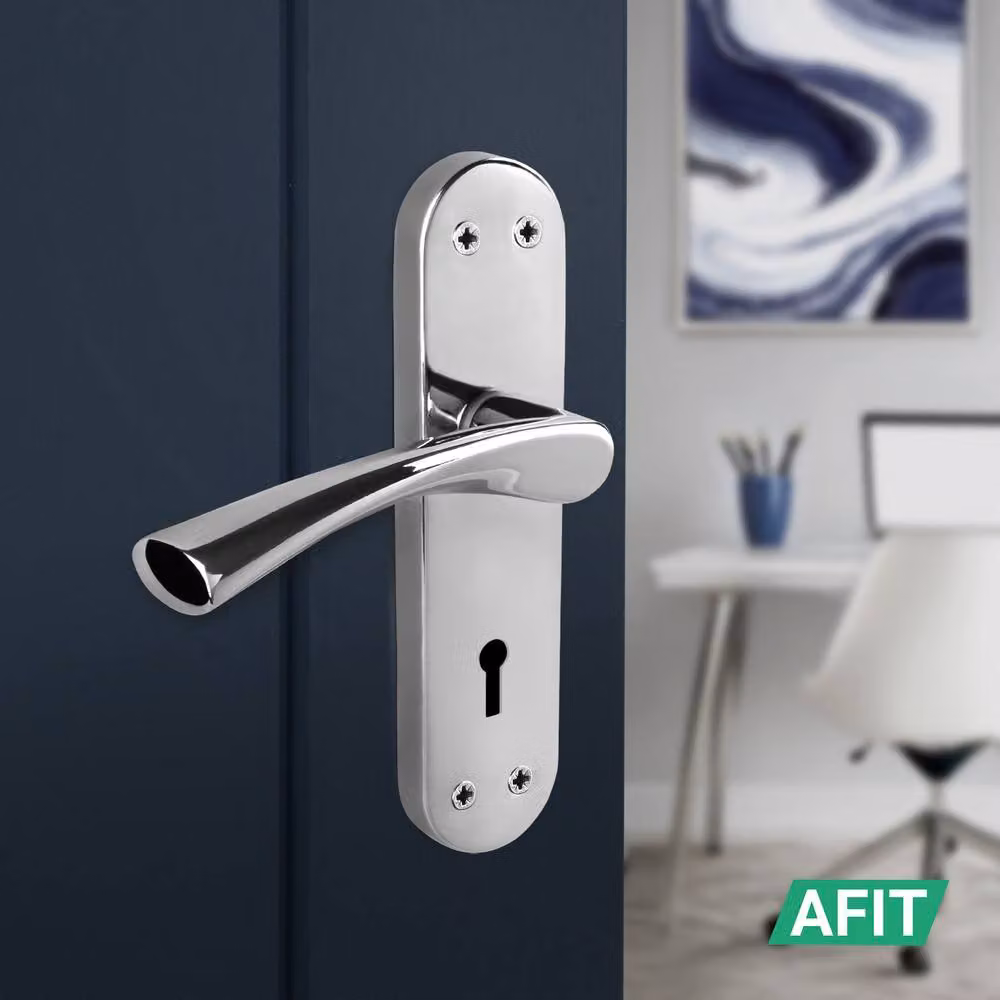 AFIT Novi Chrome Twist Lock Handle Set with Backplate, Metallic Silver, 1 Pair, W/D/H: 15.0 x 17.5 x 15.0 cm – 3