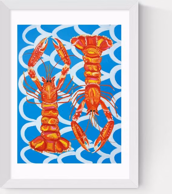 East End Prints Mediterranean Langoustines Framed Multicolour Wall Art