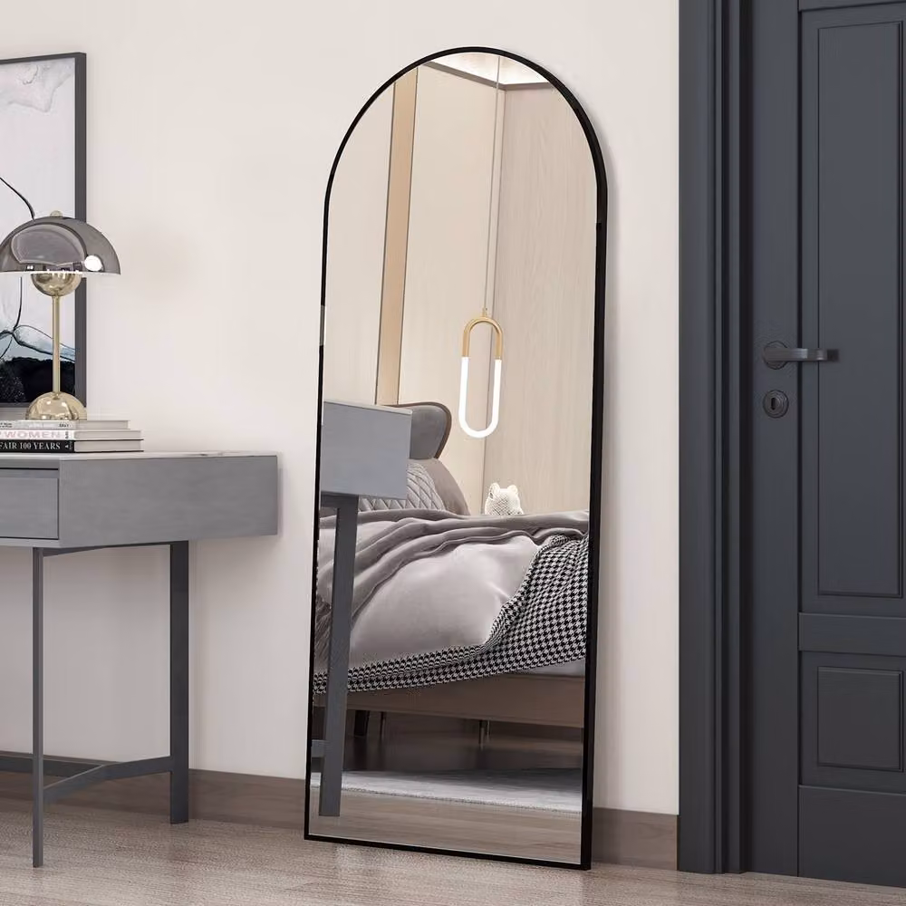 CASSILANDO Arched Full Length Mirror in Black with HD Shatterproof Glass, H 198 x W 96 x D 1.4 cm – 3
