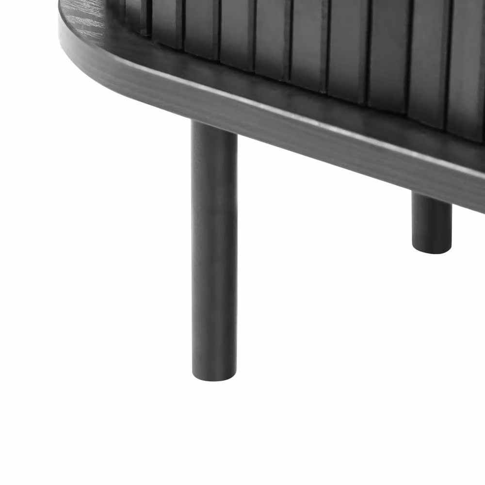 Wyld and Coco Black Nightstand Bedside Table with Two Sliding Doors W/D/H: 40 x 30 x 55 cm – 4