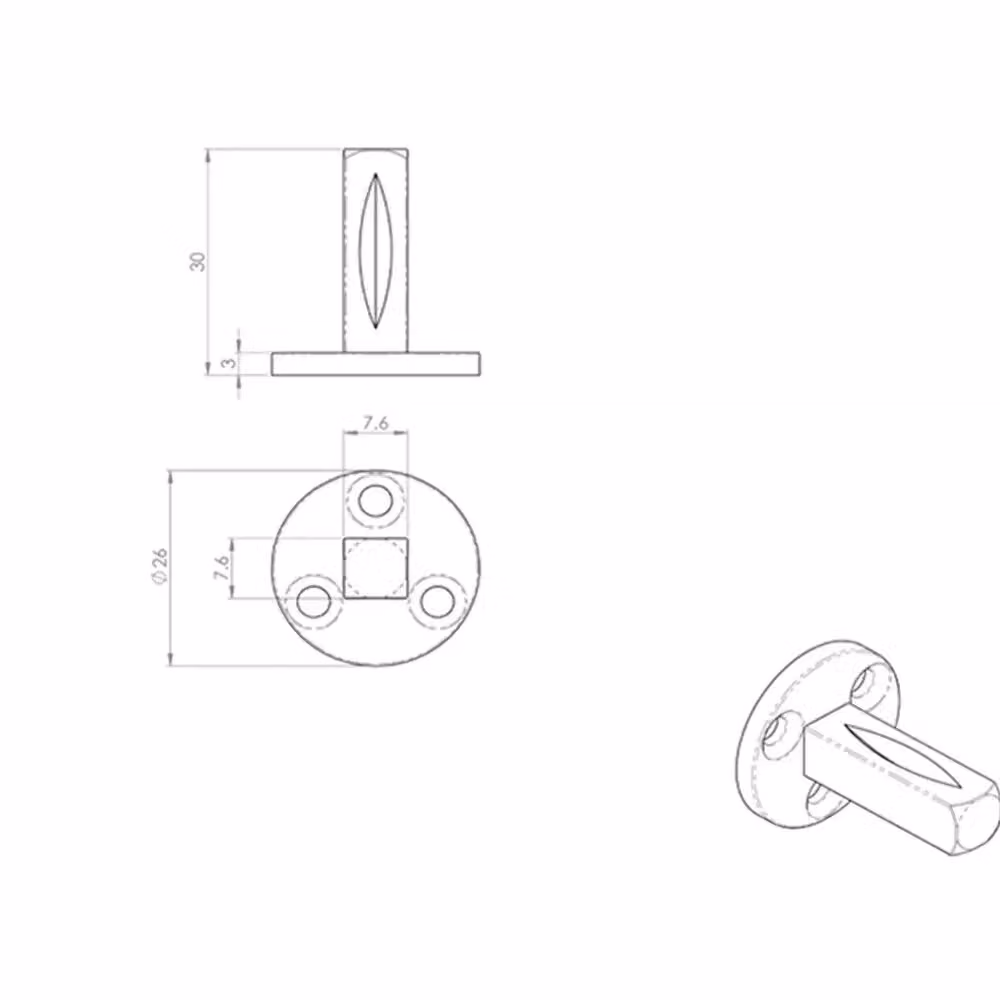 Loops Polished Brass Non Turn Door Handle Taylor Dummy Spindle with 7.6mm Fixed Pull Handle Adapter in Gold – 2