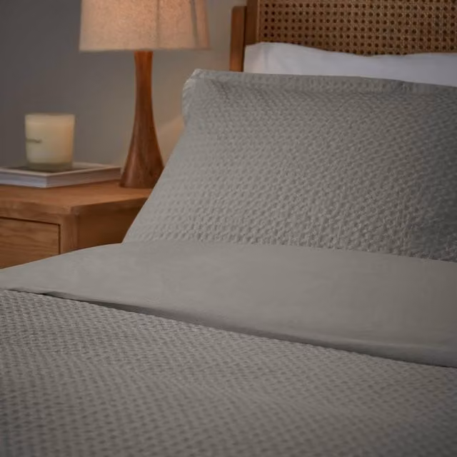 Murmur Lida Reversible Cotton Duvet Cover and Pillowcase Set, Grey and White, W: 180 cm, H: 200 cm – 1
