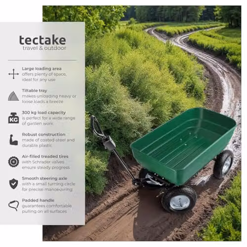 tectake Garden Cart with 125L Tilting Function and 300 kg Capacity in Green – 2