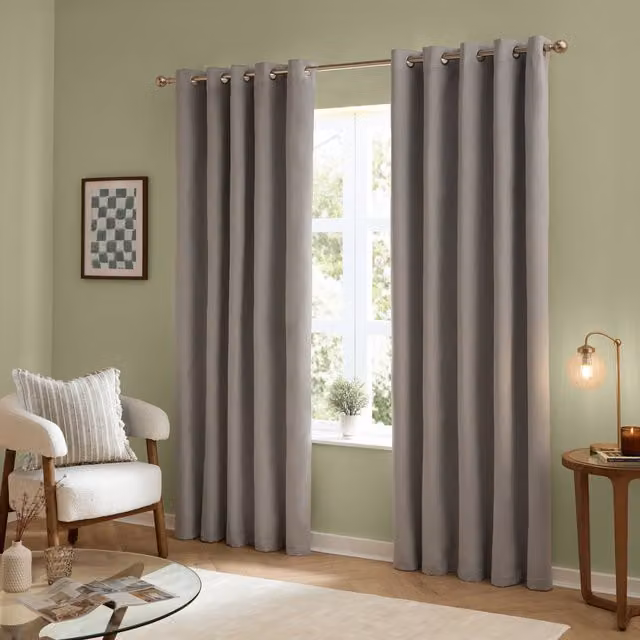 Make It A Home Set of 2 Velvet Blackout Eyelet Curtains, Silver/Black/Grey, Length: 229 cm