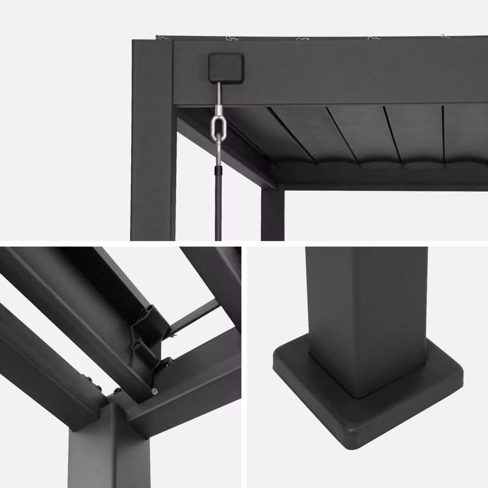 sweeek Triomphe Louvered Pergola in Dark Grey with 100cm Vertical Louvres, W: 301 cm, D: 393 cm, H: 250 cm – 4