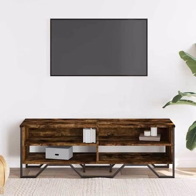 Berkfield Home Smoked Oak TV Cabinet in Brown, W/D/H: 122 x 34 x 41 cm