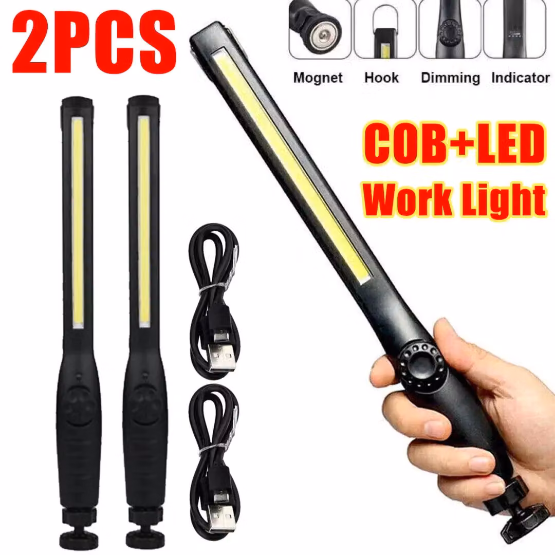 SPETLEK 2X COB LED Rechargeable Work Light with Magnetic Base and Dimmable Rotary Control, Black – 3