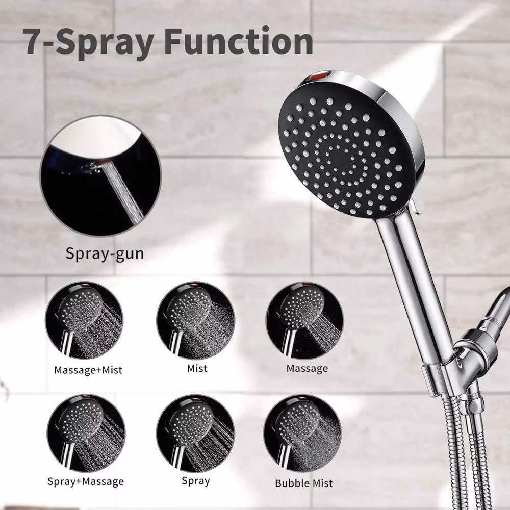 Resmo Silver High Pressure Handheld Shower Head with Filter and 6+1 Jet Modes – 3