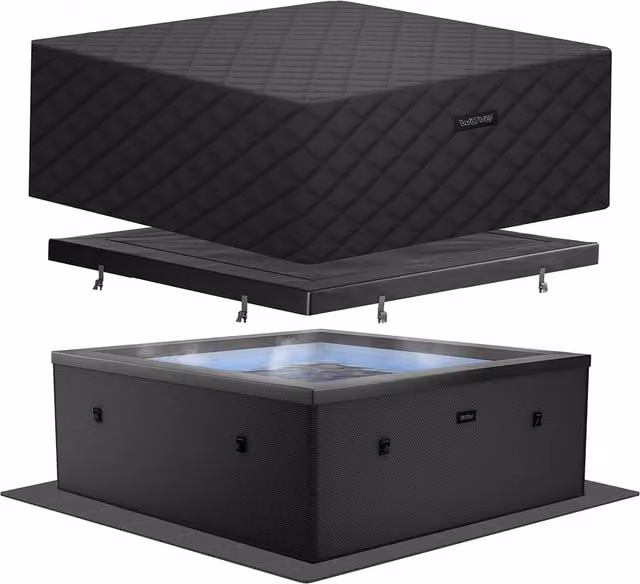 Wave Garda 6-Person Eco Foam Hot Tub with Integrated Heater in Charcoal Black EnergySave Bundle