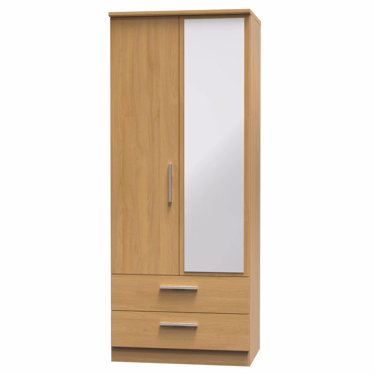 Ready Assembled 2 U Windsor 2 Door 2 Drawer Mirrored Wardrobe in Light Brown – 2