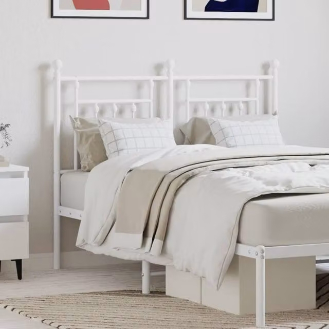 Berkfield Home Classic Metal Headboard in White, 120 cm – 1