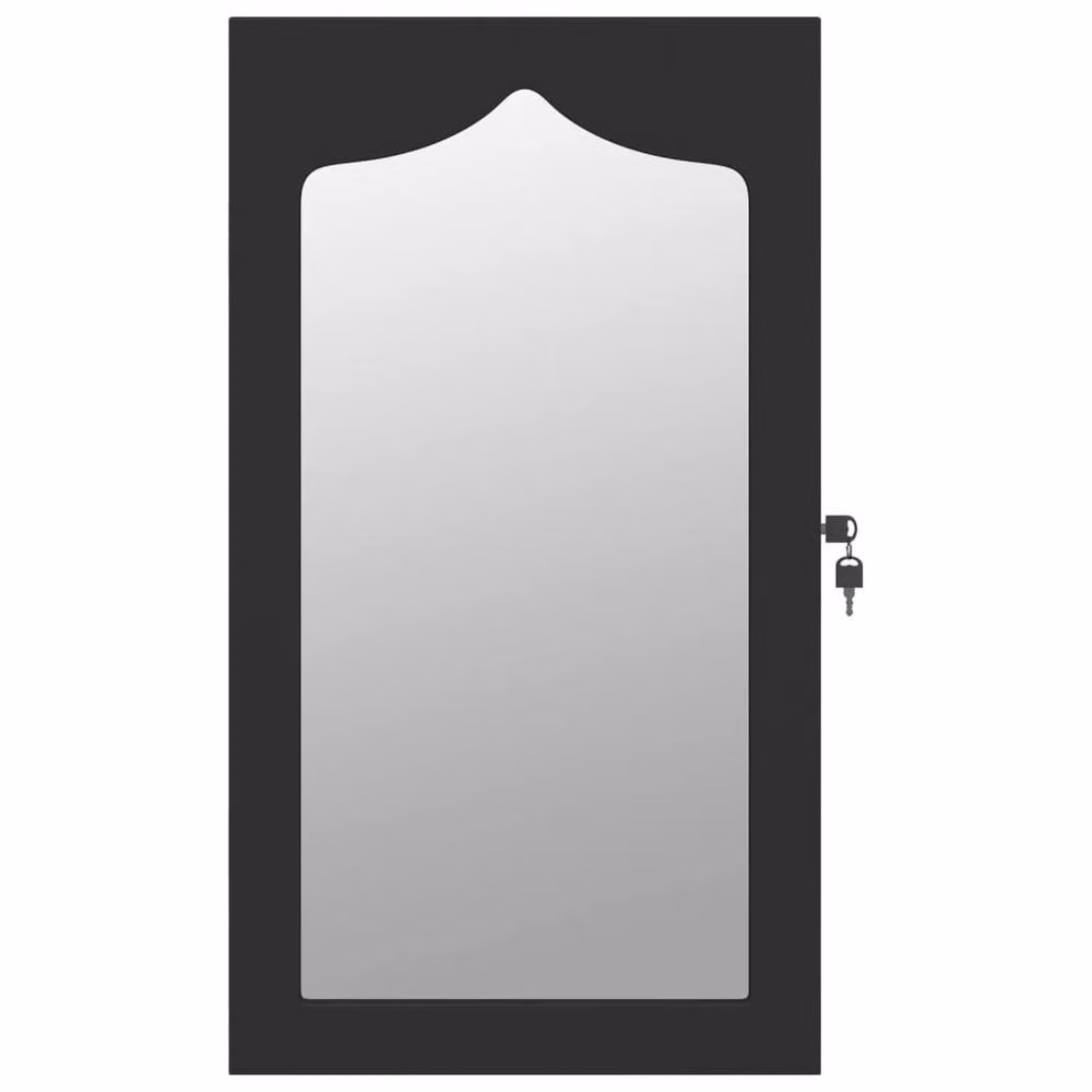 Berkfield Home Wall Mounted Mirror Jewellery Cabinet in Black, W: 37.5 cm, D: 10 cm, H: 67 cm – 4