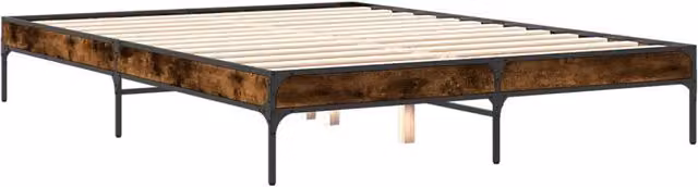 Berkfield Home Durable Bed Frame in Smoked Oak and Brown, W/D/H: 140 x 200 cm