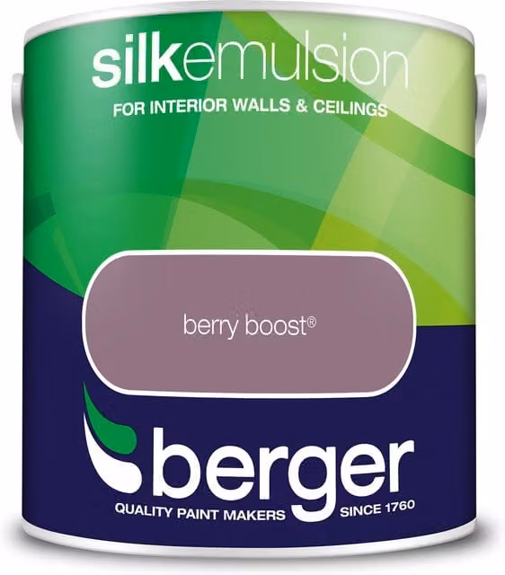 Berger Silk Emulsion Berry Boost Water Based Dispersion in Pink and Purple Satin Gloss