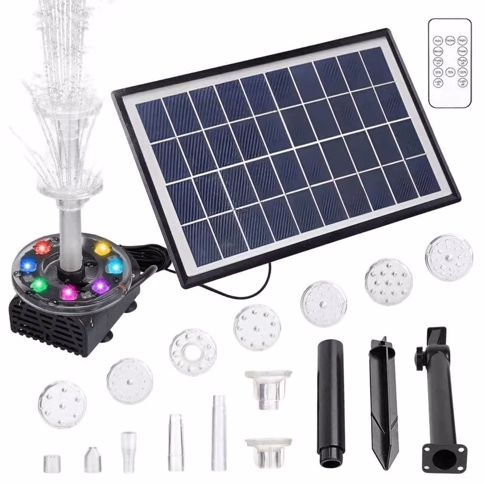 NESTLUNE Solar Powered Water Feature Fountain Pump in Black, W/D: 100 x 100 cm – 3