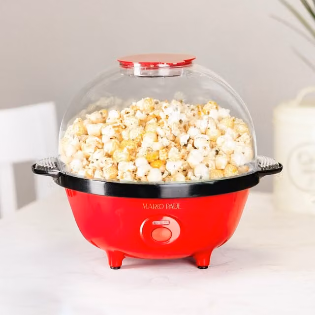 Marco Paul Large Popcorn Maker Machine in Red, Black and Transparent