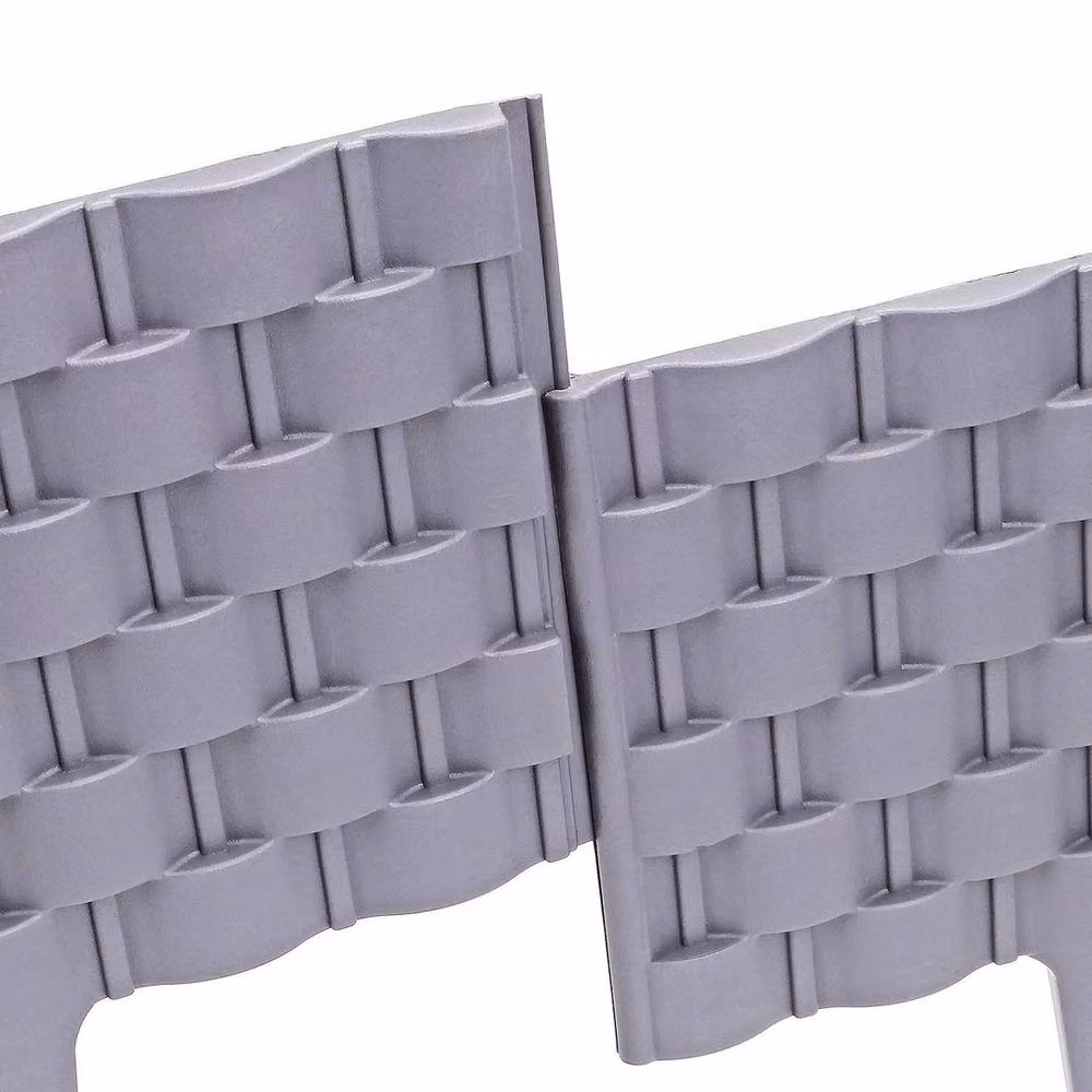 FLAVORA Grey Rattan Effect Plastic Garden Lawn Edging, W: 100 cm, H: 15 cm – 4