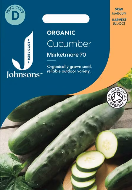 Johnsons Seeds Organic Marketmore 70 Cucumber Vegetable Seeds