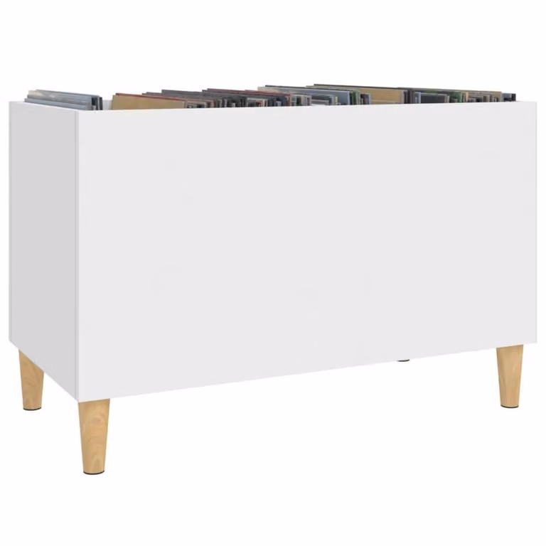 Berkfield Home Classic Record Cabinet in White, W/D/H: 74.5 x 38 x 48 cm