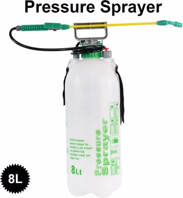 Nordara 8L Manual Pressure Sprayer in Transparent and Multicolour with Brass Components