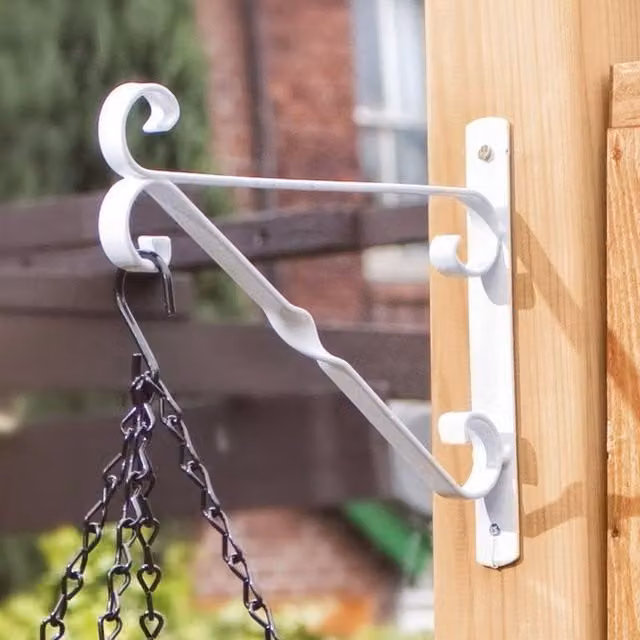 Shop4allsorts White Metal Hanging Basket Support Hook, 25 cm – 1