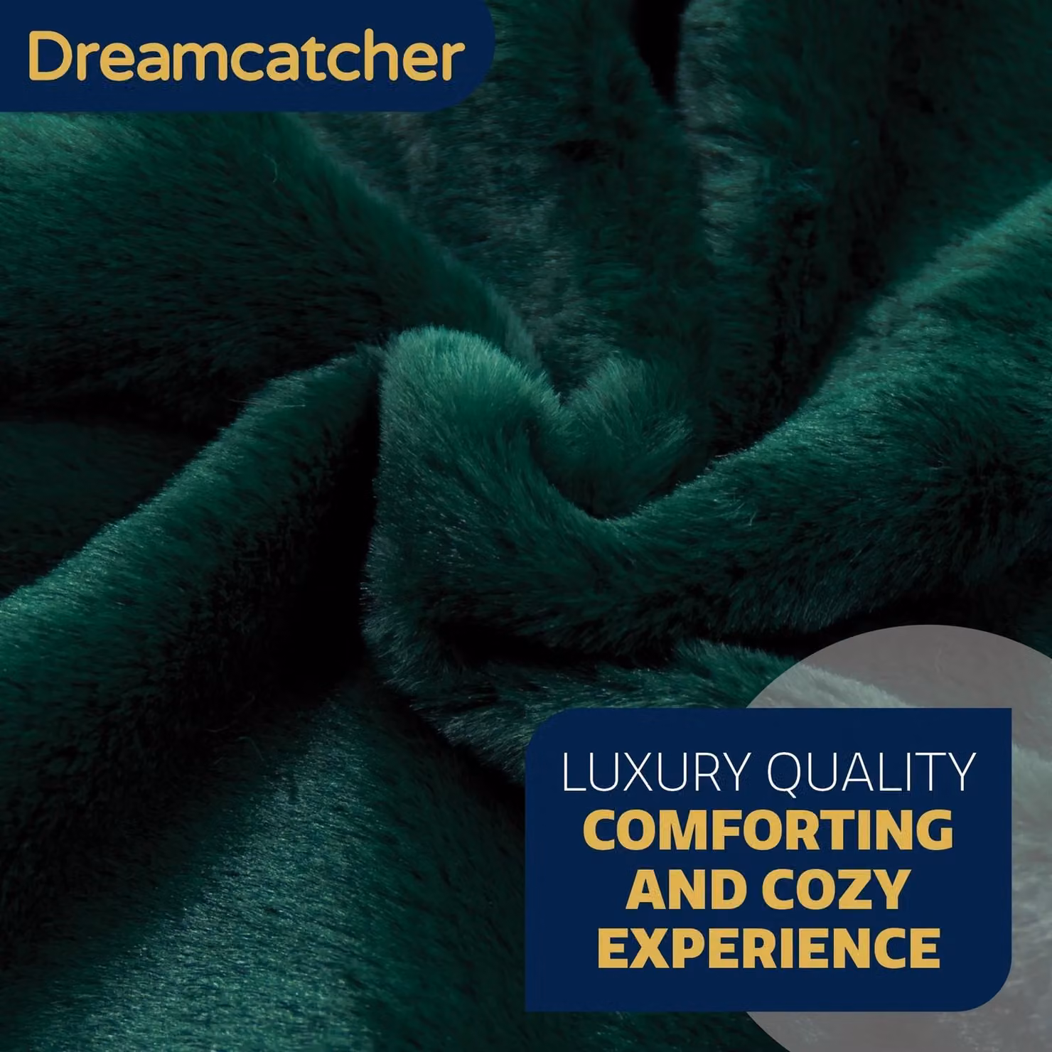 Dreamcatcher Faux Fur Polyester Throw Blanket in Green, W/D: 160 x 130 cm – 3