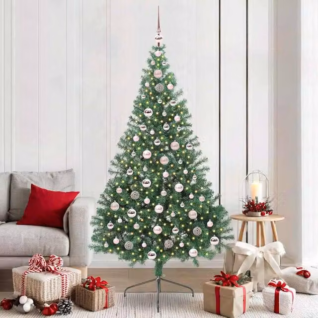 Berkfield Home Artificial Pre-lit Christmas Tree in Green, Height: 210 cm – 1