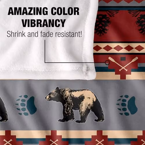 JQ Licensing Southwest Lodge Bear Silky Touch Super Soft Fleece Throw Blanket, Multicolour, W/D/H: 91 x 147 cm – 3